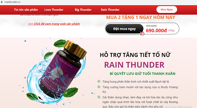 Cảnh báo sản phẩm thực phẩm bảo vệ sức khỏe Love thunder, Rain thunder, Big thunder quảng cáo gây hiểu lầm thành thuốc chữa bệnh