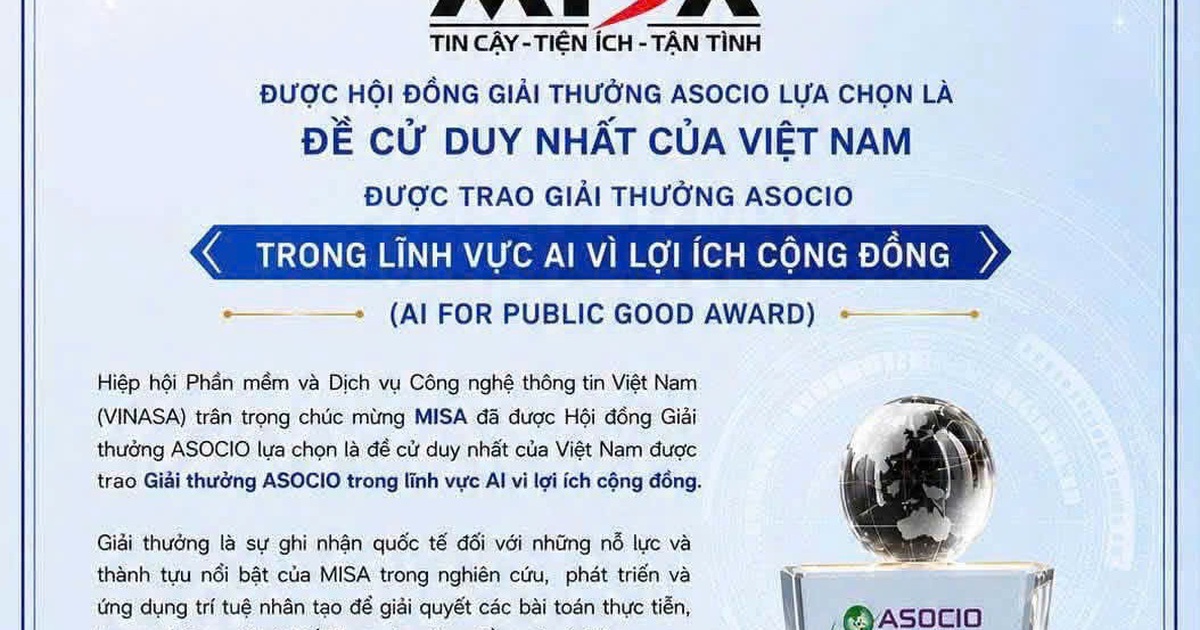 MISA được trao giải thưởng AI vì lợi ích cộng đồng